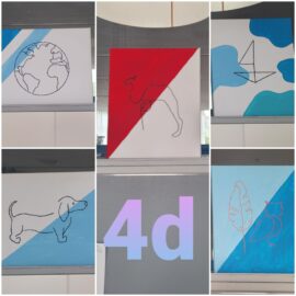 Gestickte Einstrichzeichnungen der 4d